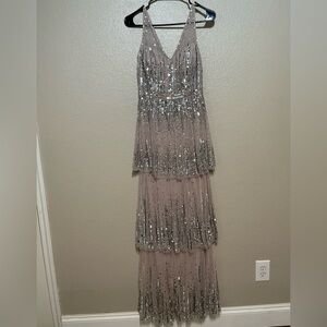 Gianni Bini Silver Sequin Maxi Dress